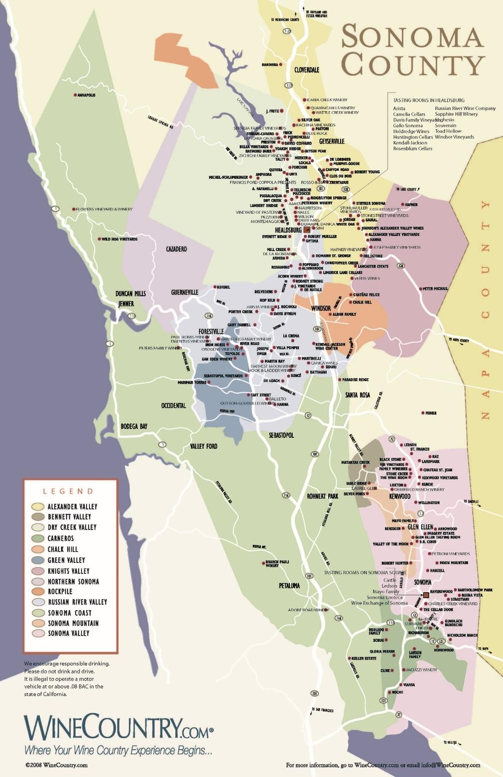 Map of Sonoma Valley wineries.